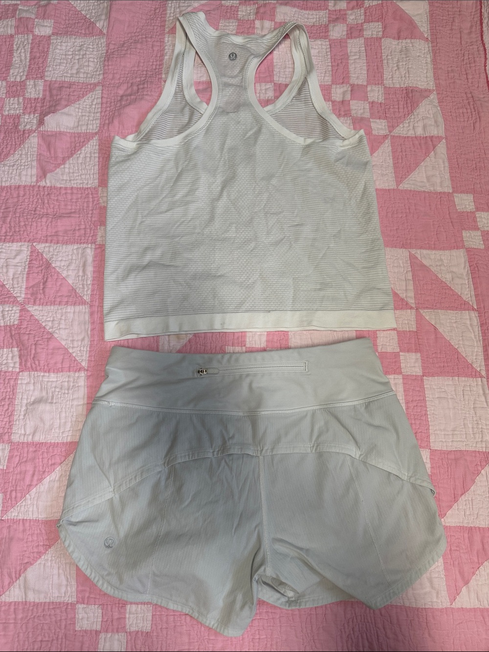 Set lululemon athletica White Racerback Tank & Running Shorts Set sz 4 - Picture 2 of 8